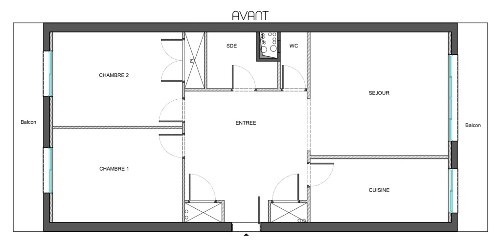 L'entrée surdimensionnée engendre une grande perte de place. Les clients souhaitant y intégrer une deuxième salle d'eau, un dressing et un bureau, les espaces seront totalement modifiés.
