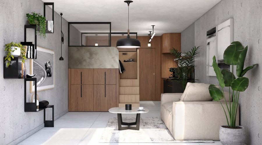 Espace-de-vie-salon-cuisine-studio-beton-bois-noyer-noir-002-MD